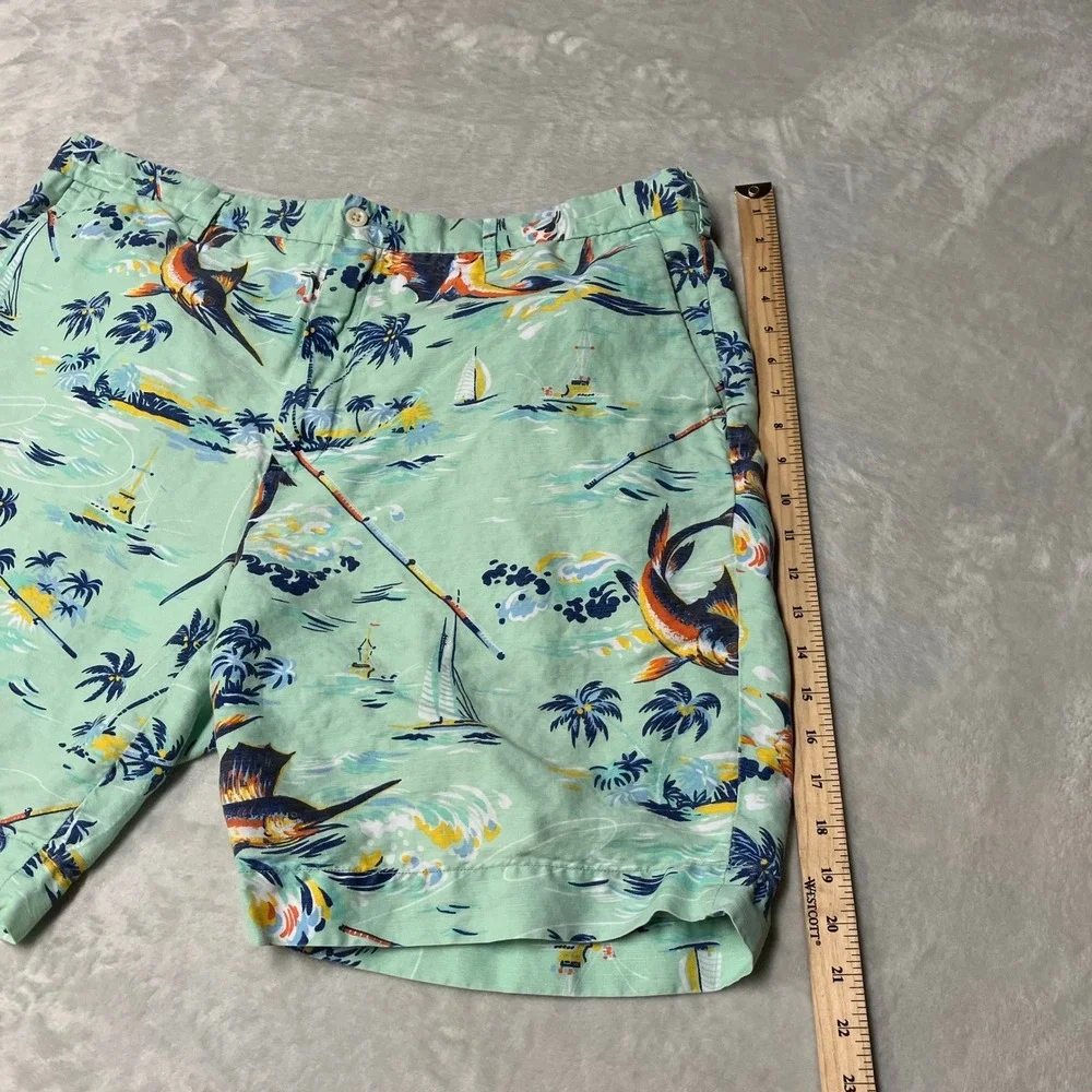 Polo Ralph Lauren Shorts Classic Fit Marlin Fishing Linen Blend Mens 40